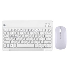 UB BK1 블루투스 무선 키보드+마우스 세트, 텐키리스, 화이트 라지, BK 1