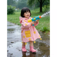 兒童雨衣 黃色星星圖案