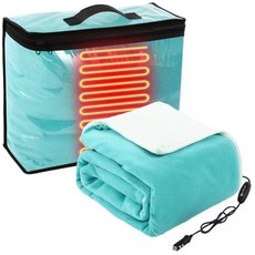 Riakrum 12v 온열 자동차 담요 147.3cm x 109.2cm(58인치 x 43인치) 3단계 난방 레벨 전기 온열 담요 휴대용 담요 온도 컨트롤러 포함 담배 라이, 초록색, 솔리드