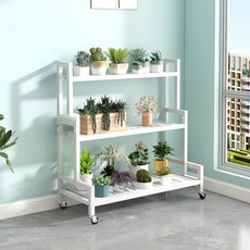 DP동봉국제무역 화분진열대 이동식 정리 선반 스텝형 대형 다용도 실내 베란다, 3단, 화이트 80cm
