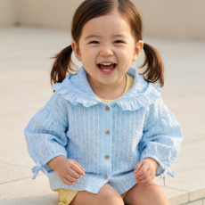몽실이 레이스후드 면 여아 점퍼 여름 프릴 소매 리본 여름 예쁜 아우터 나들이룩 바캉스룩