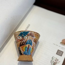 敦煌杯 龜茲款 景德鎮手工陶瓷 飛天 描金 高足斗笠, 商品主圖, 1個