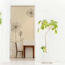 Noren Kobo 노렌코보 라인플라워 노렌 가리개 커튼 72x120cm 베이지