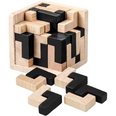 나무 퍼즐 두뇌 티저 3D 논리 지적 제거 파티 어른들을 위한 선물 매직볼, 1세트, Cube, 1피스