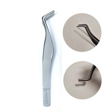 밀로톤 라운드 커브형 빗살 속눈썹 트위저 집게, 실버