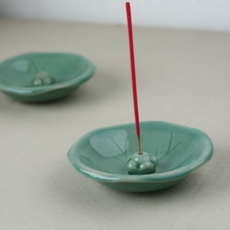 도자기 향 꽂이 연꽃 연잎 접시형향 청자 향 꽂이 스틱 인테리어 책상향 도예 공방 생활 용품 차실 소품