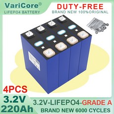 VariCore 3.2V 리튬인산철 배터리 340ah 320AH 310ah 200ah 150ah 105ah 90ah DIY 12v V 자동차 태양광 에너지 저장, [16] 3.2V 220AH-Stud 4pcs