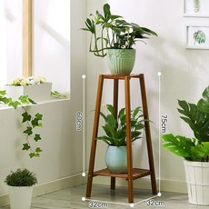 多肉植物 盆栽架 多層展示空間 楠竹材質堅固耐用 適用於客廳、陽台、庭院, 塔型楠竹花架2層
