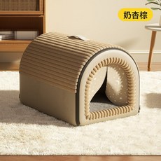 可拆洗狗屋 大型犬四季狗床, 1個, 奶杏棕-帶門簾2025加厚升級