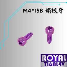 ROYAL 鈦合金螺絲 M4*15B 錐形 鐵板牙螺絲 皇家紫, 1個