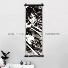 귀멸의칼날 아크릴스탠드 귀칼 장식 스크롤 그림 Kamado Tanjirou Tomioka Giyuu 홈 Kochou Shinobu 캔버스 포스터 선물, [00] 25x75cm(10x30inch), [09] gmzr25-36