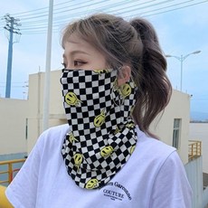 클래식 바이크 반다나 체크무늬 버프 바라클라바 오토바이 여름 넥마스크 워머 마스크 라이딩, 흑백 그리드 [1 항목]