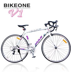 BIKEONE V1 微轉27速鋁合金彎把公路車700C剎車變速一體 前後輪快拆驚豔雙色雙層鋁圈，破風CP首選, 白色, 1個