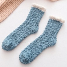 니니마켓 퍼카라 보온수면 양말 블루 . 방한보온