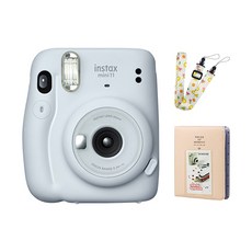 instax 拍立得 迷你11拍立得相機+彩色頸帶+獨家2階段相冊/寶麗來相機, 迷你 11 冰白
