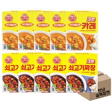 오뚜기 3분카레약간매운맛(200g) 5개+쇠고기짜장(200g) 5개, 3분카레약매5+쇠고기짜장5, 200g