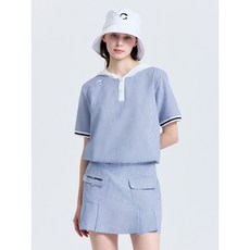 챌린저 여성 베이직 후드 반팔 우븐탑 스카이블루 CHF2WWT6963SB