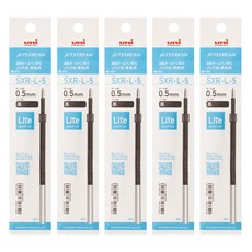제트스트림 라이트 터치 볼펜 리필심 SXR-L, 5개, 0.5mm-블랙(B)