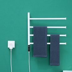 회전식 욕실 전기 가열 탄소 섬유 타월 레일 워머 디지털 디스플레이 온도 시간 제어 스마트 홈 바 건조기, 미국, 220V, White