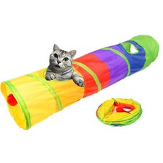 繽紛彩色可折疊貓隧道 S型貓隧道 貓玩具 折疊貓隧道 貓窩 貓洞 貓樂園 貓玩耍 寵物玩具 寵物隧道, 1個, 直條型