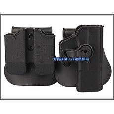 野戰搖滾-生存遊戲部屋 IMI 造型 旋轉式 快拔槍套 彈匣套-(黑色) CQC 腰掛手槍套, 1個, M9