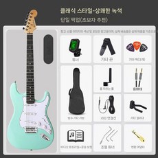 기타 초보자 입문자용 Fen ST형 싱글 더블 제로 기본 연습 세트 스피커 포함, 그린, 1개