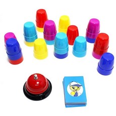 카드보고 따라하기 컵쌓기 스피드게임 유치원교구 유아메모리게임 친구랑 실내놀이, 혼합색상, 1세트