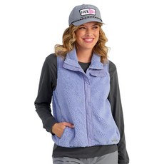 HUK 여성용 플러시 플리스 풀 지퍼 조끼 부드럽고 따뜻하며 가벼운 아웃도어 레이어링 피스 낚시 하이킹 및 액티브웨어용 Egret M