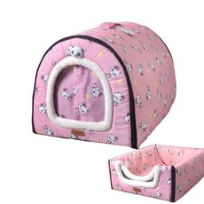 대형견 하우스 실내 개집 특대형 강아지 겨울 방한 보온 집 지붕, 14. 커튼 핑크고양이 S 38x32x27, 1개