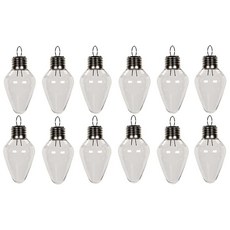 Creative Hobbies 투명 플라스틱 전구 모양 크리스마스 장식품 100mm (4인치) - 비산 방지 및 바로 장식 | 12팩 310984