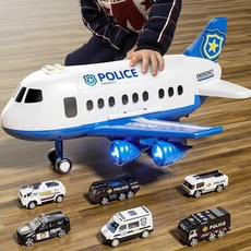 비행기 자동차세트 제품 경찰차 음악 비행기수납함 공사차 소방차, 1개, 11. 소형 경찰 테마 (차2+표지판11)