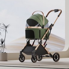 고급 강아지 유모차 개모차 분리형 접이식 폴딩, C303 그린 독립 감쇠-분리 가능 최대하중 15.0k