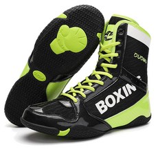 [미국수입정품] Zivopah 프로페셔널 복싱 슈즈 남성용 및 여성용 통기성 레슬링 트레이닝 성인용 미끄럼 방지 피트니스 스니커즈 초록색. 182957