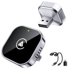 NICESUN 미니 무선 스마트 자동차 어댑터 애플 카플레이 안드로이드 오토 2 in 1 플러그 앤 플레이 T2, 블랙, 1개