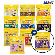 아모스 탱탱 아이클레이 110g 10색 세트(흰 갈 주 초 파 검 노 빨 분)+보라증정, 혼합색상