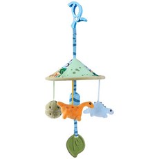 Mamibeby 嬰兒床鈴玩具 多功能安撫掛件 柔軟材質 色彩鮮豔 促進寶寶視覺與觸覺發展, 1個, 【牙膠款』藍綠系－恐龍款