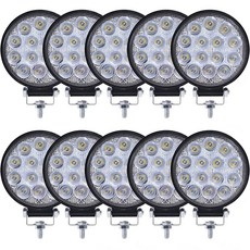 트럭용 LED 5인치 MUVKQC 포드 작업등 라이트 24V 스팟 10PCS 원형 12, 10 x42W 4.5" Round Work Light
