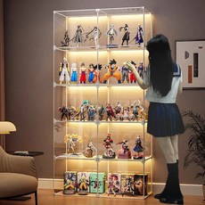 透明收納盒/展示櫃，磁吸式模型公仔收納，防塵置物箱，高達模型手辦積木適用, 1個, 1列4層,手辦 樂高 包包 啥都能放