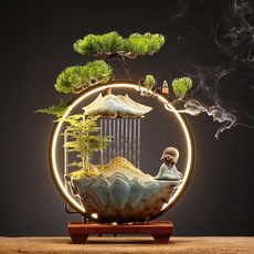 招財流水噴泉擺件 喬遷開業送禮好選擇, 小號流水擺件-(若想小僧)不帶霧化器