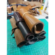 手工卷筆袋 頭層牛皮收納簾