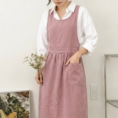 엣모스트 북유럽 린넨 원피스 주방 예쁜 앞치마, 1개, 핑크