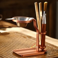 耐熱玻璃 公道杯 茶漏套裝 茶具配件, 1個, 紅鋁易泡架（茶夾茶刷茶漏套裝）