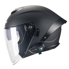 MOCOERL 오픈페이스 헬멧 Y80 블루투스 오토바이헬멧 경량 바이크헬멧 투명실드 헬멧 날개 어반헬멧 안전모 통풍, 블랙