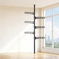 호밍사이 튼튼한 굵은기둥 폴 행거 스탠드 행거 옷걸이, 블랙