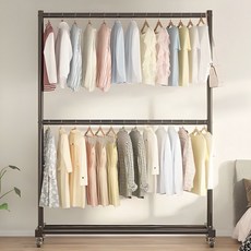 kb 튼튼한 이동식 2단 행거, 블랙