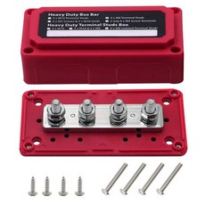 M10 (3/8인치) 스터드 전원 분배 블록 버스 바 12V Ampper 방수 HD 300A 해양 버스바 배터리 분배 블록 4개 자동차 보트 태양열용 커버 포함(레드 & 블, M8, 레드, 레드