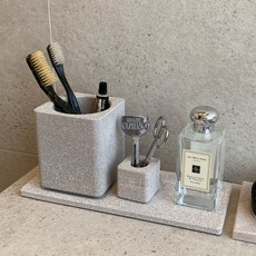235287 리프홈 5성급 호텔에서 선택한 프리미엄 원형/사각 규조토 세라믹 칫솔꽂이 3P세트(3color), 스팟브라운, 원형1번-3.4스탠드+7.2스탠드+드라잉보드