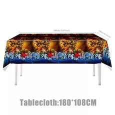 鬼滅之刃 新款鬼滅之刃主題兒童生日派對餐具一次性紙盤紙杯紙巾裝飾套裝, 桌布1個（137*274cm）, 1個