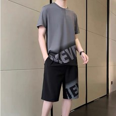 休閒套裝男夏天短袖短褲運動套裝 學生運動服跑步健身潮牌