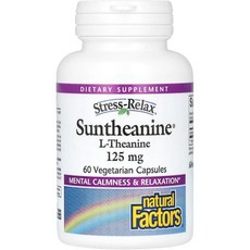 Natural Factors Stress-Relax Suntheanine L-Theanine 125 mg Non-Drowsy Stress Support for Mental C, 1개, 60정